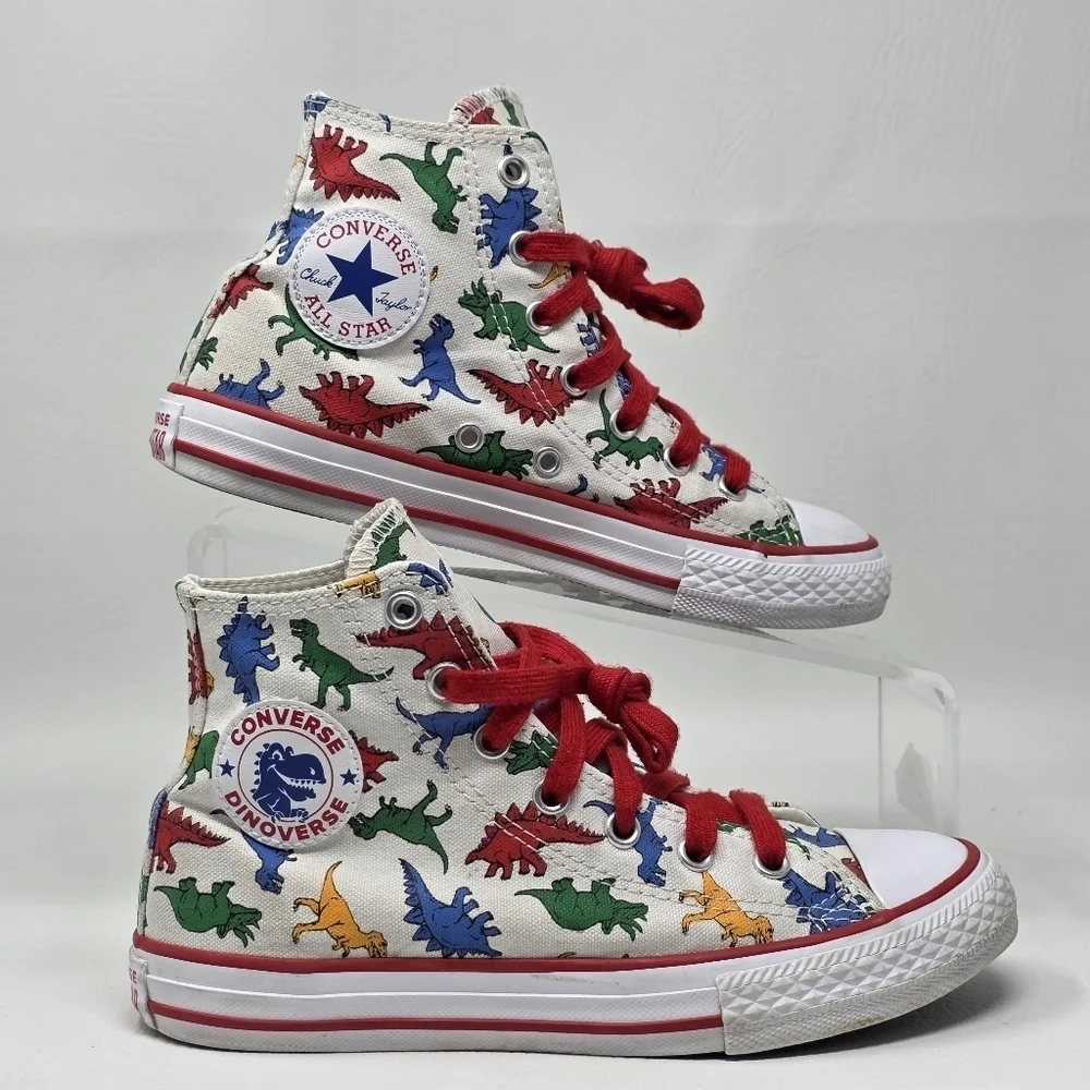 Converse Youth Junior Dinoverse Dinosaur Size 2 Sneaker CTAS Hi Top Shoe Preoned